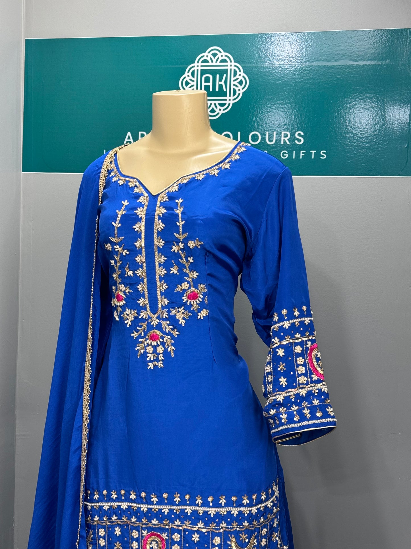 Handwork Sharara Suit- Royal Blue