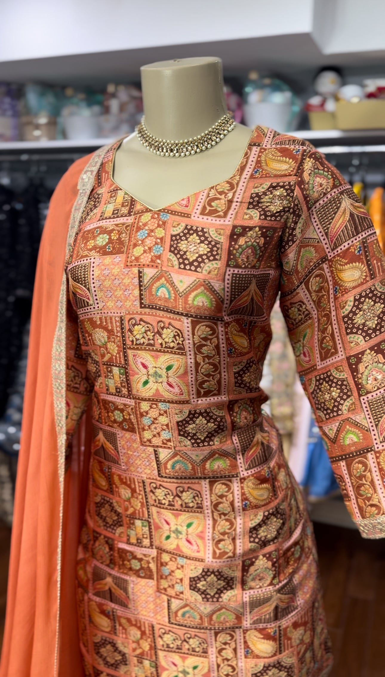 Rust Dola Silk Salwar Suit