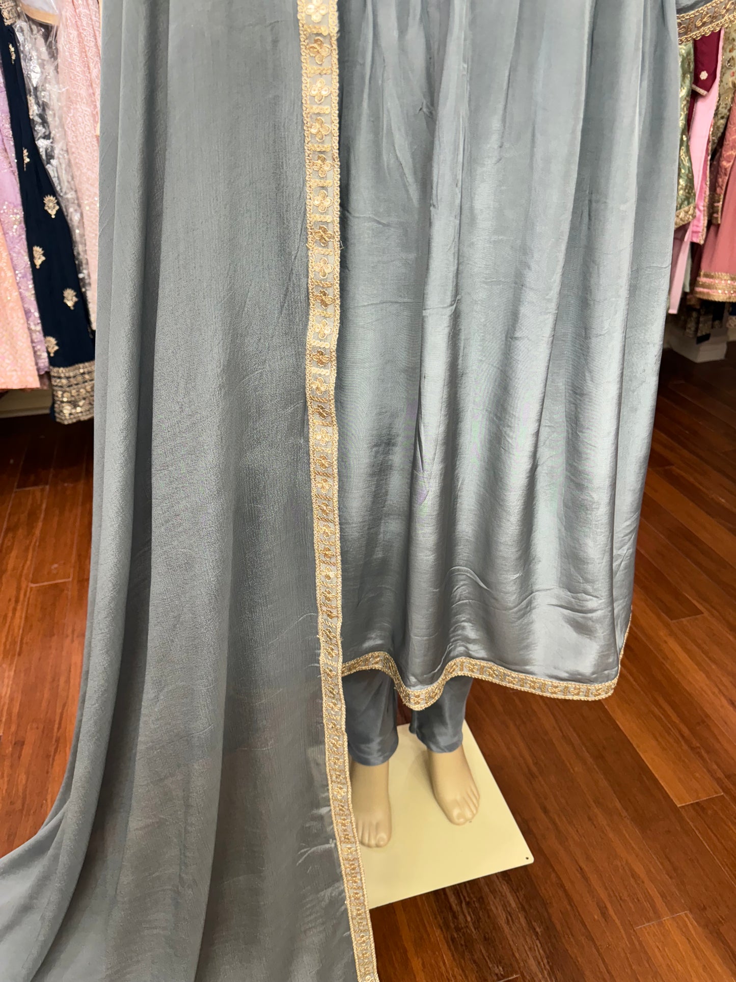 Simple Grey Anarkhali Suit