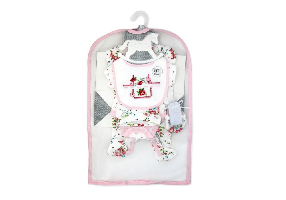Girls 5 Piece Mesh Bag Set: Cream Floral