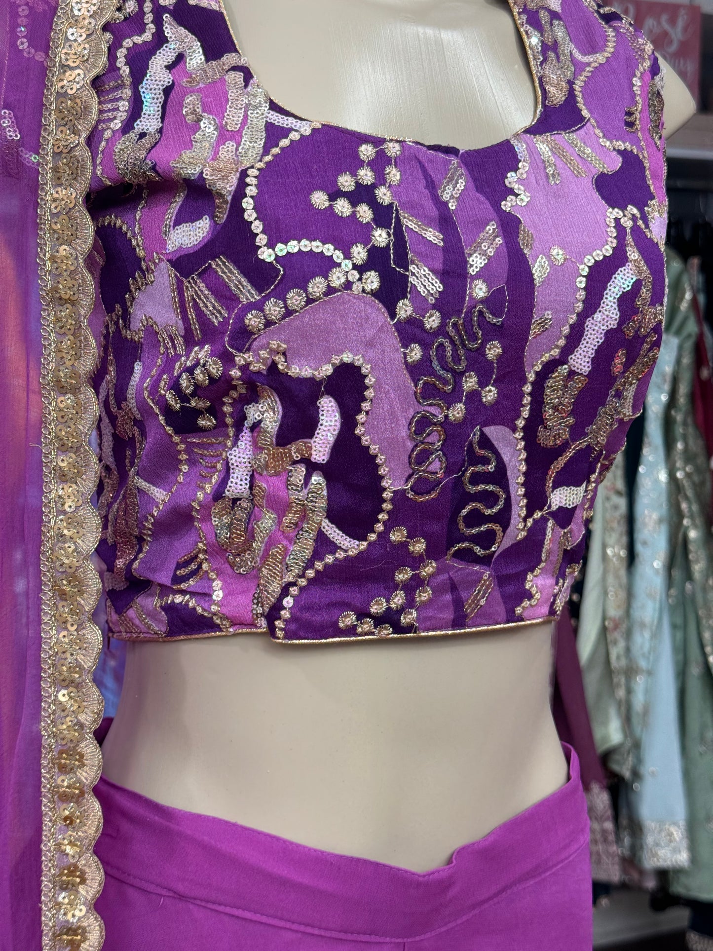 Sequence Work Cape Style Purple Sharara Suit