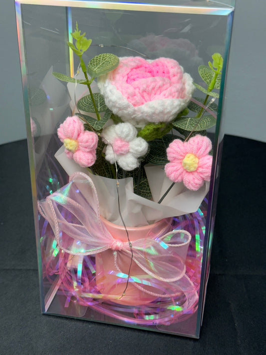 Crochet Flower Bouquets Light Pink