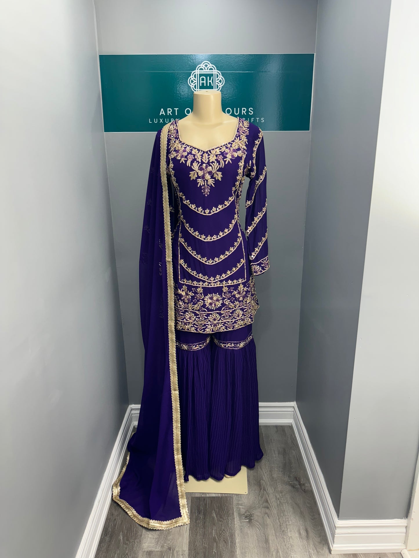 Purple Rain Readymade Gharara Suit