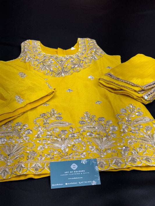 Anaya Kids Gharara Suit-Yellow