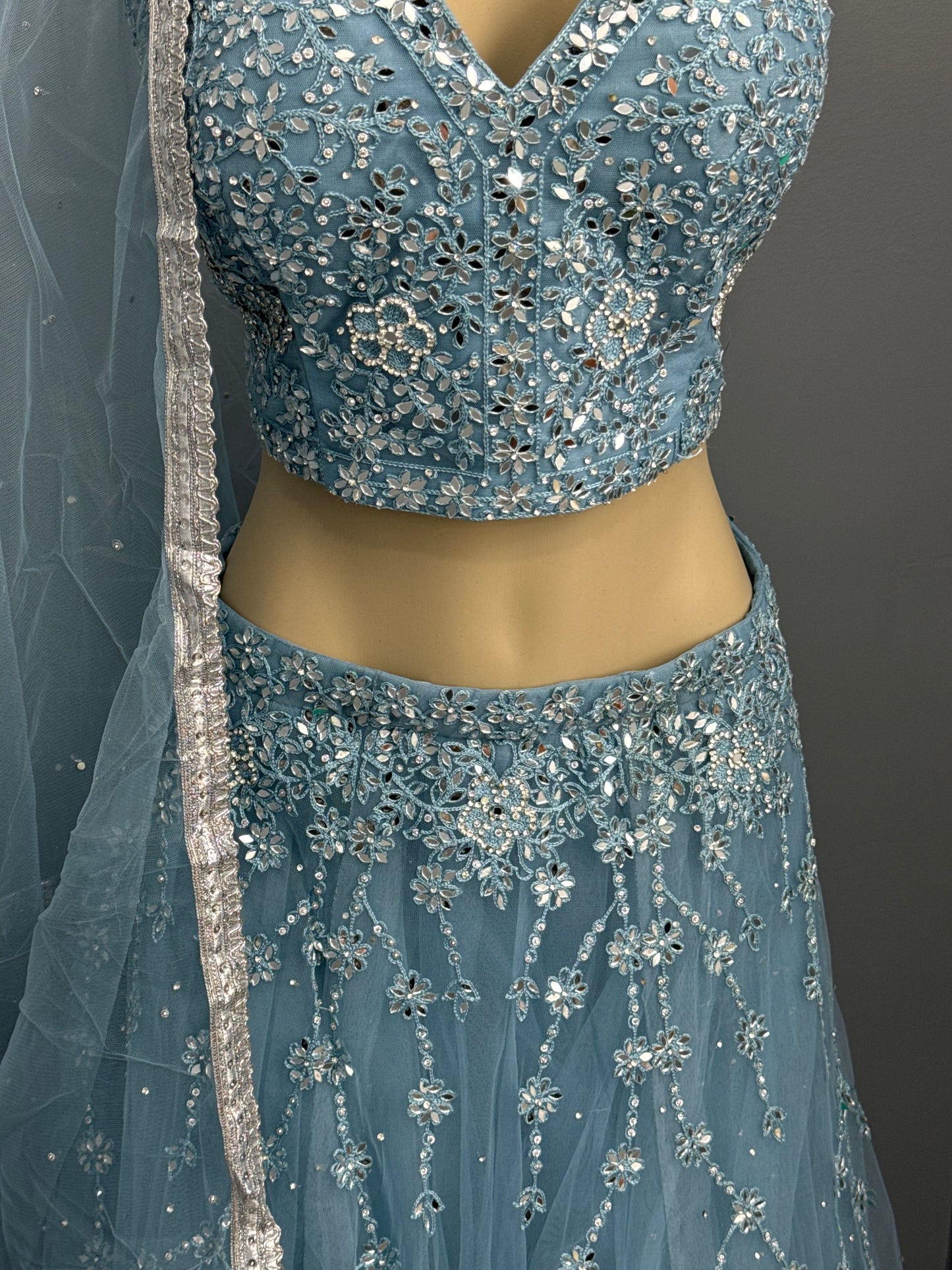 Beautiful Embroidered & Mirror Work Lehenga