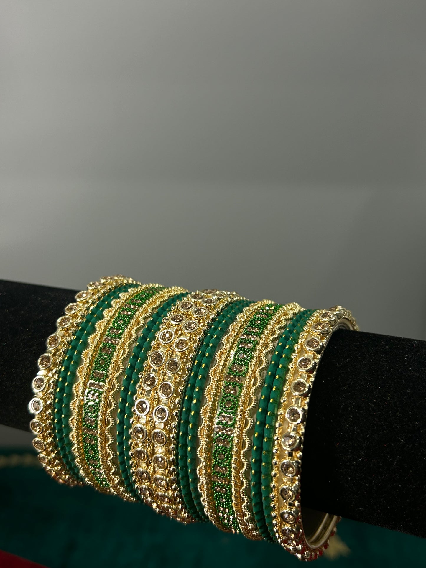 Bottle Green Gold Noor Bangles