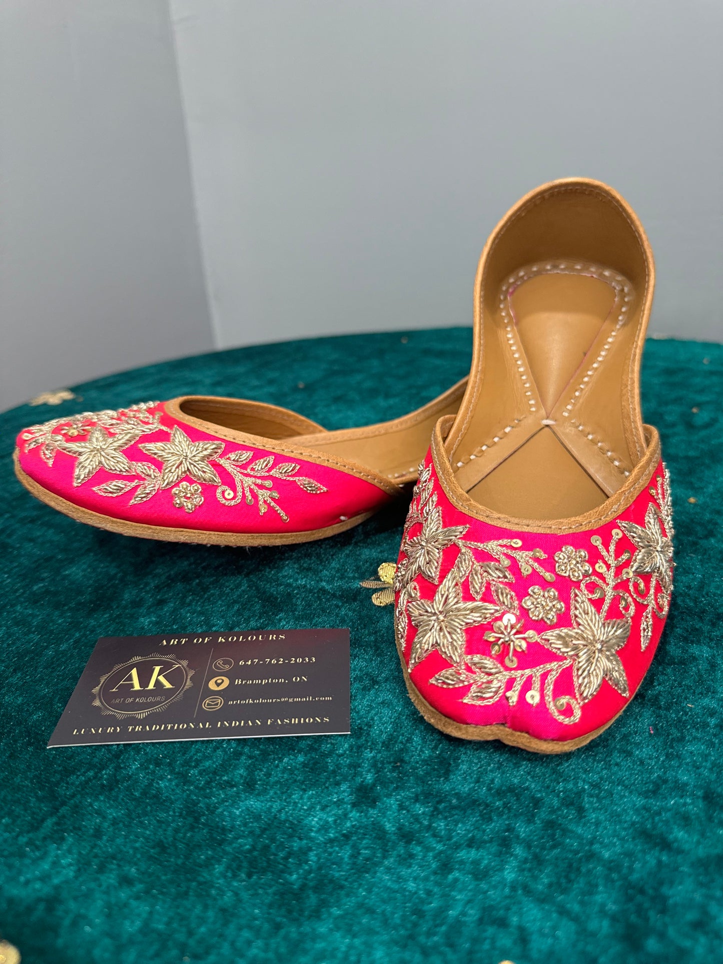 Hot Pink Embroidered Jutti
