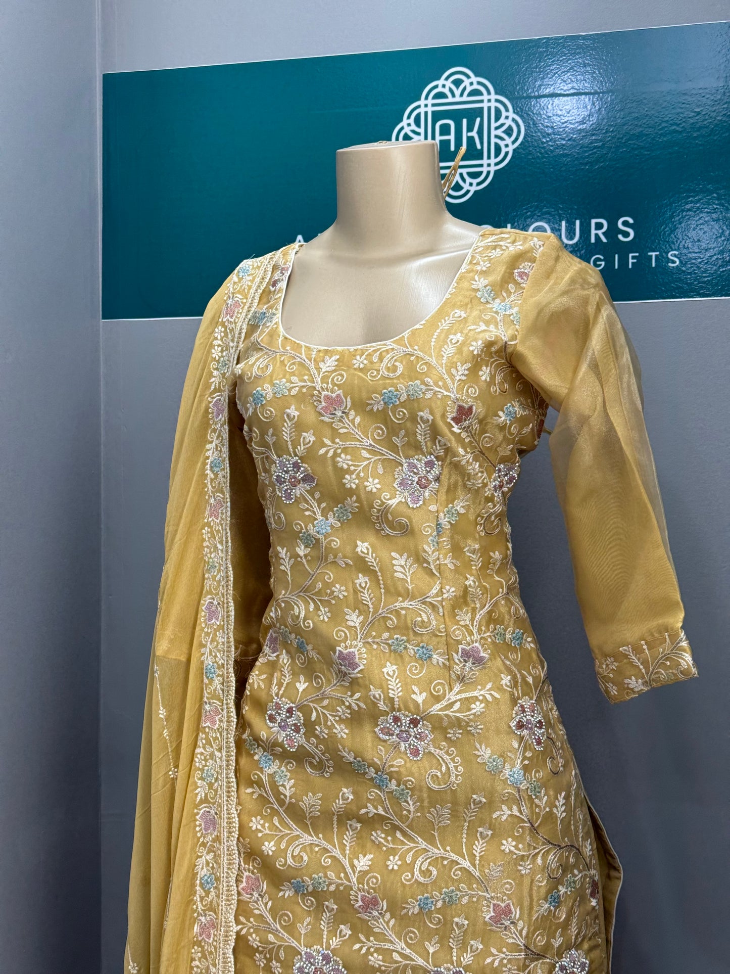 Embroidery Sharara Suit- Yellow