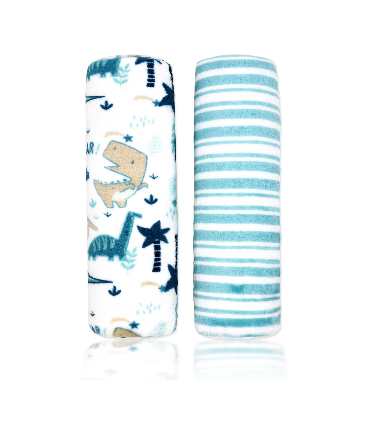 2 Pack Baby Blanket- Blue Dino Party