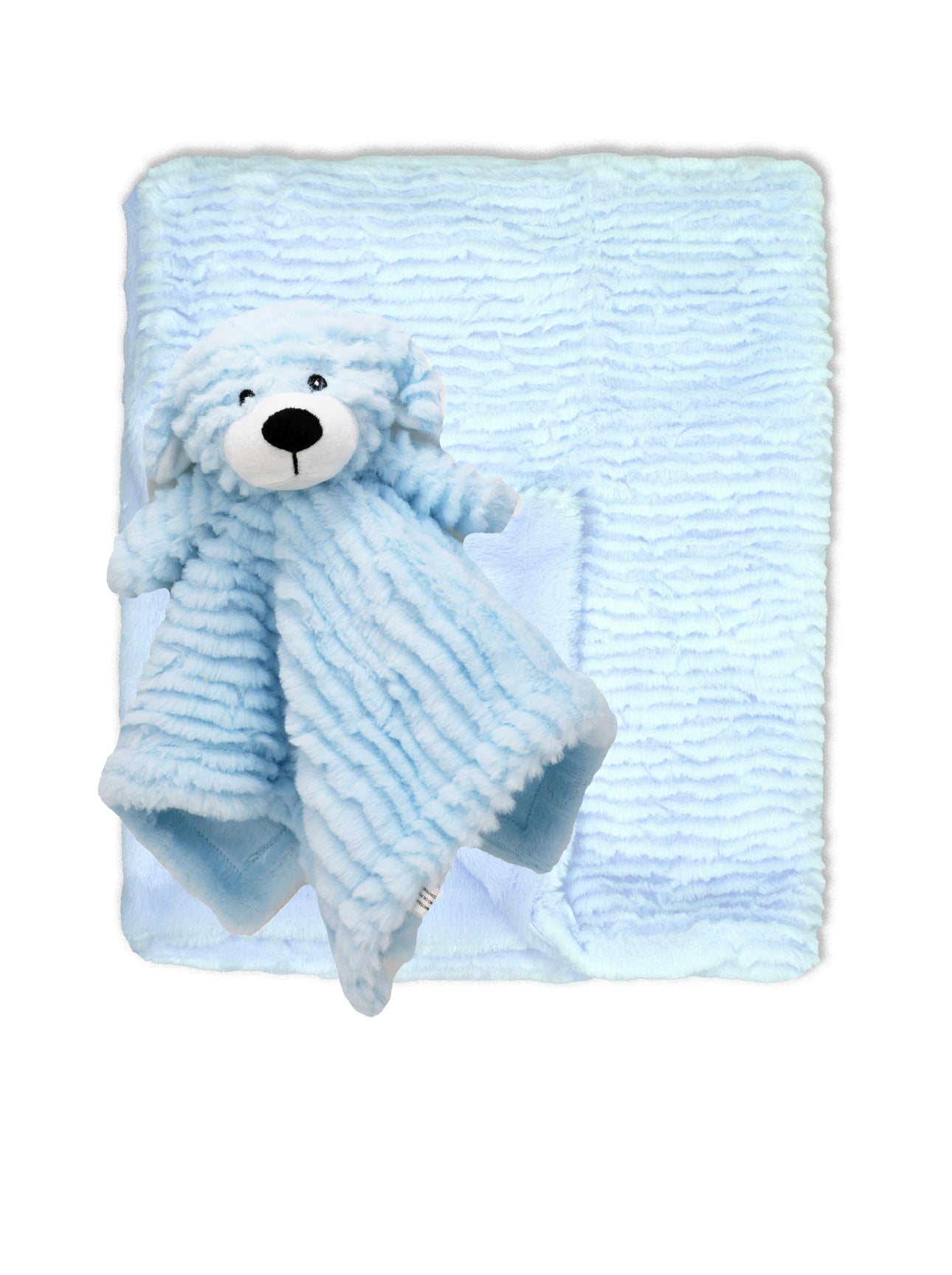 Blanket and Buddy- Blue Ribbed