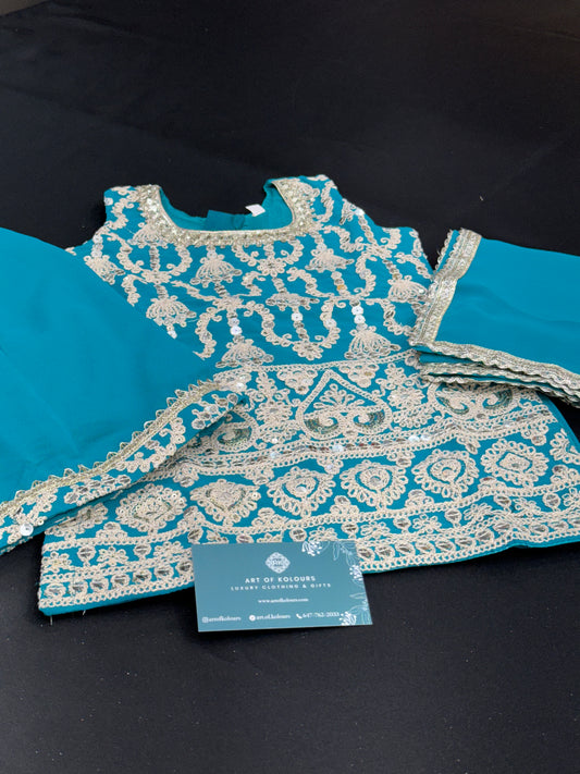 Roop Kids Sharara Suit Teal