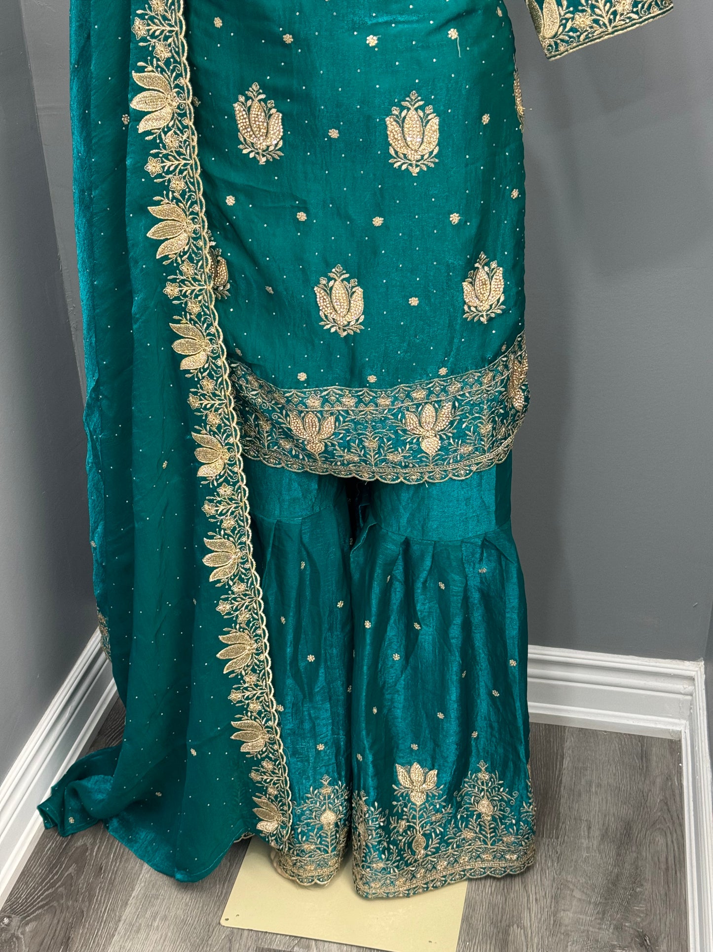 Fendi Gharara Suit- Teal