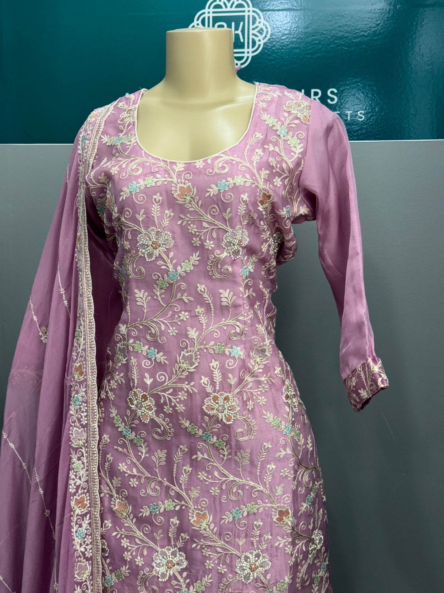 Embroidery Sharara Suit- Purple