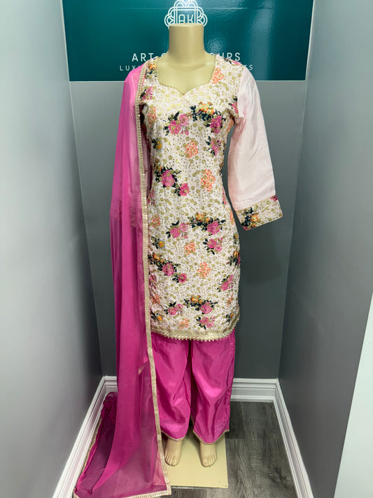 Floral Sequence Plazo Suit