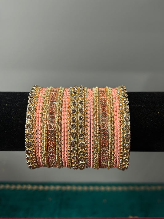 Pink Peach Gold Noor Bangles