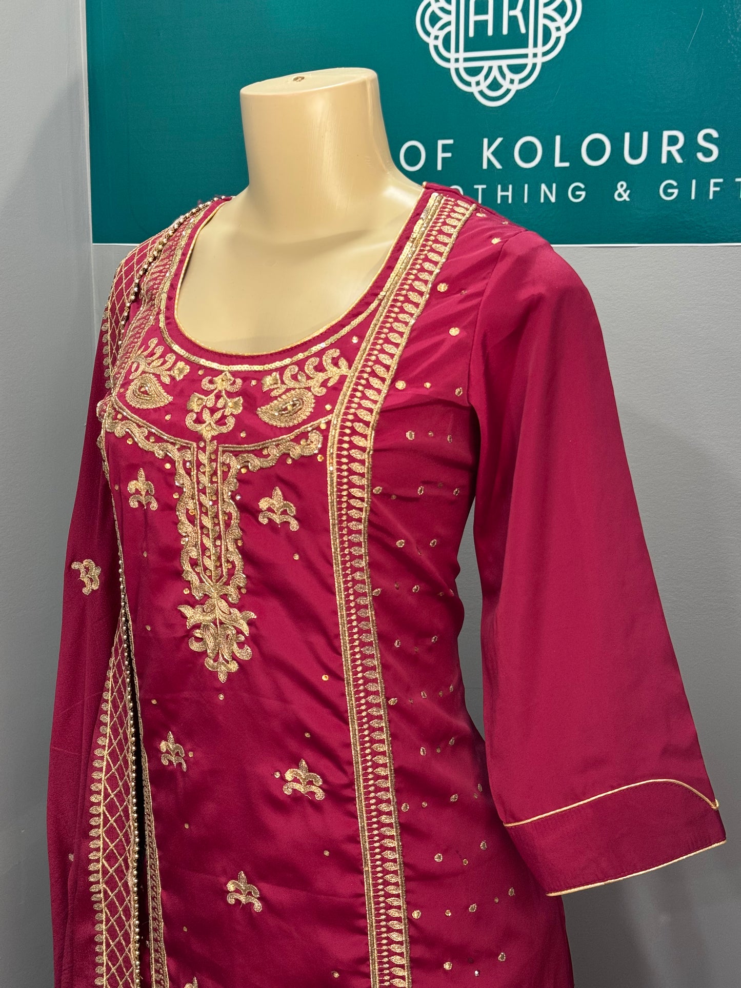 Handwork Maroon Sharara Suit