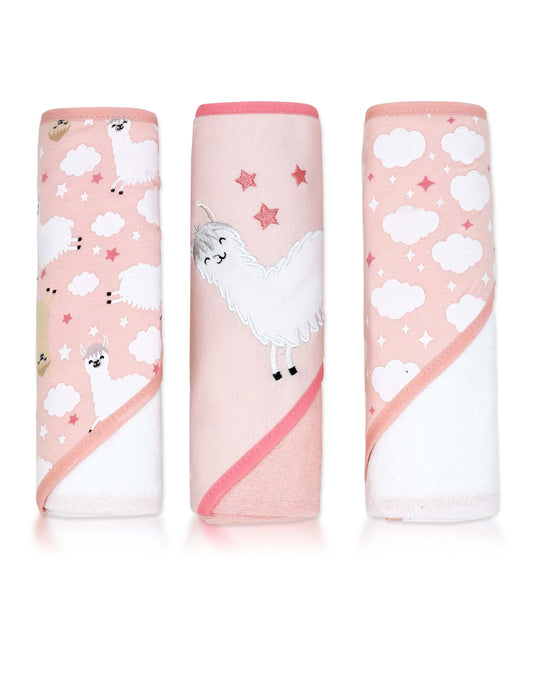 3 Pack Llama Party Baby Towel - Pink