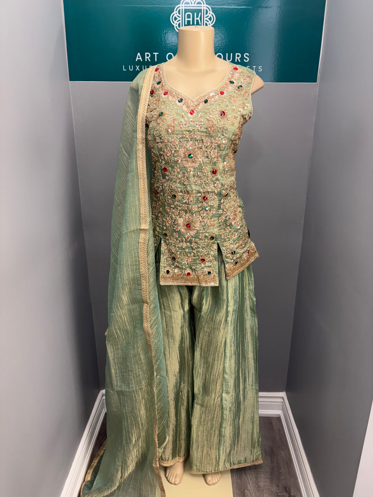 Readymade Short Kurti Sharara Suit- AK5758-0726