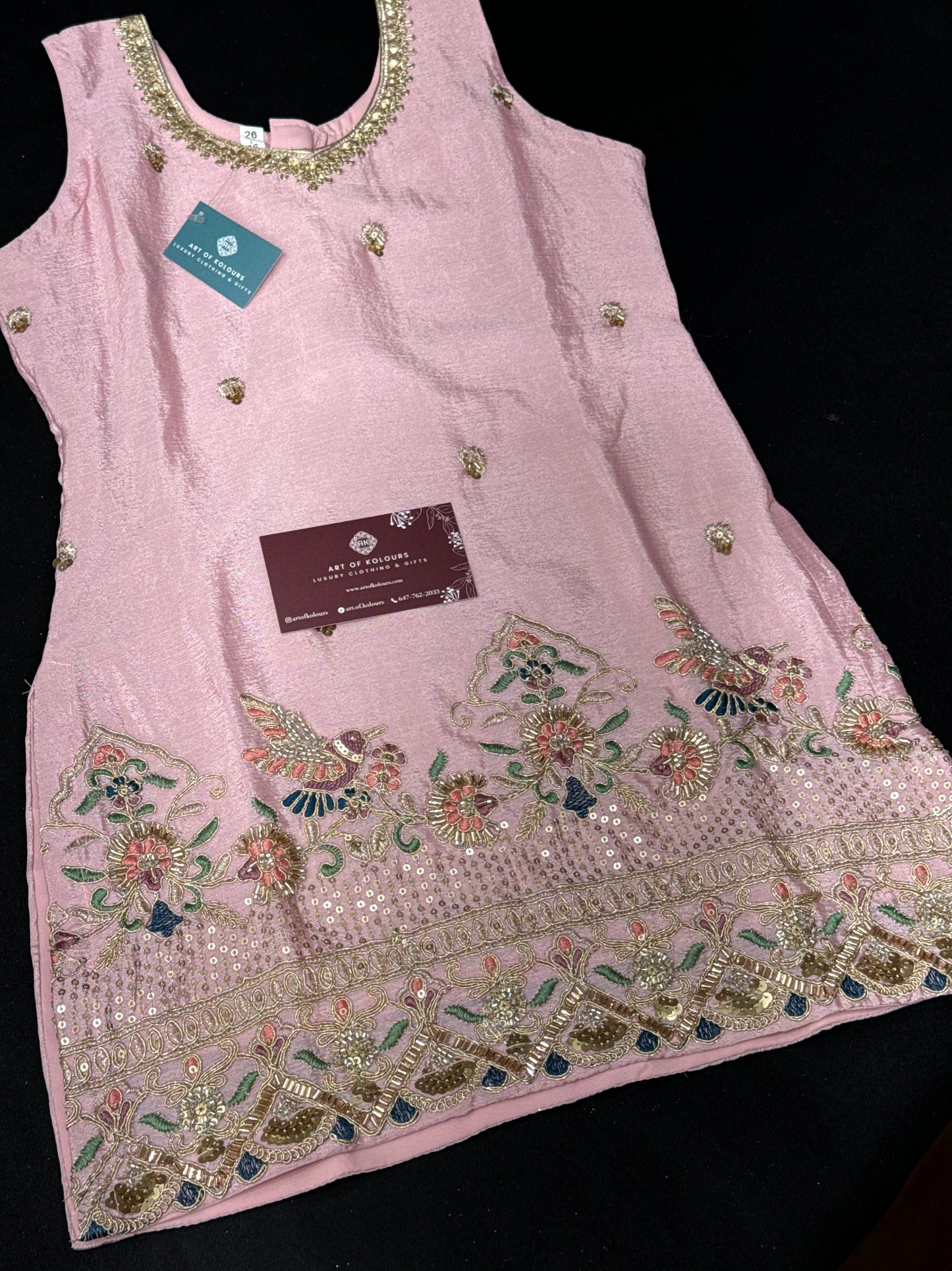 Ahana Kids Gharara Suit- Baby Pink