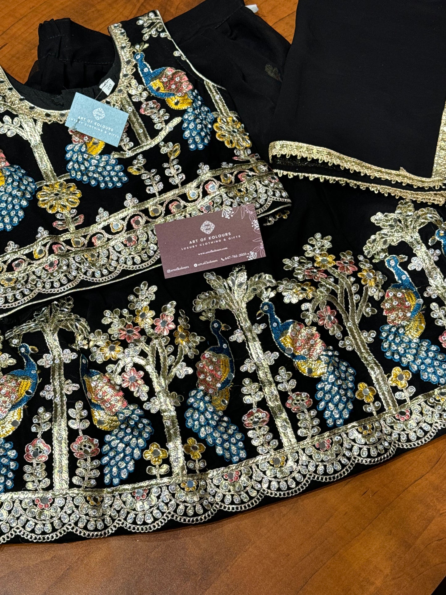 Kids Morni Lehenga-Black