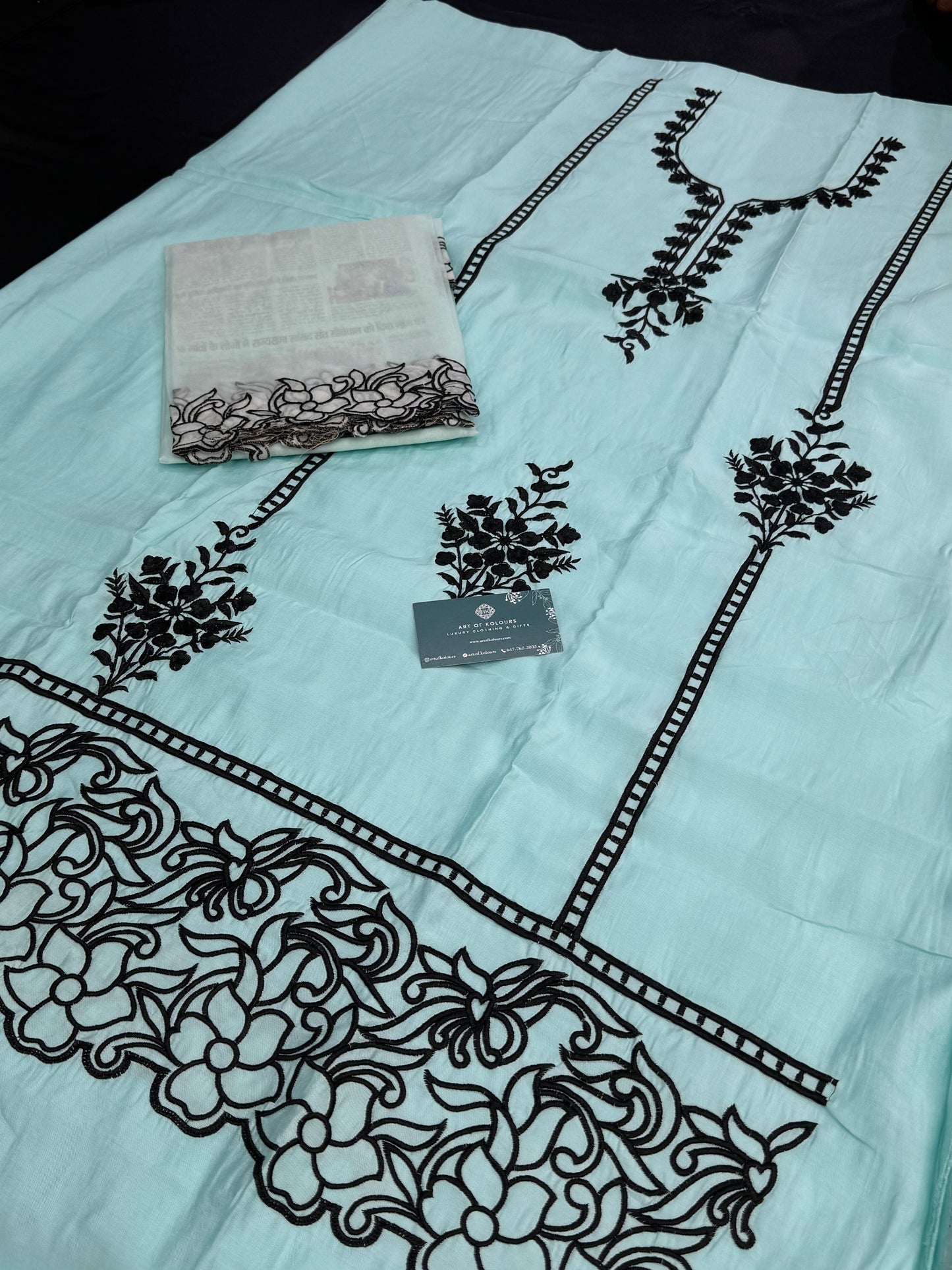 Narindera Gulzar Blue Unstitched Suit