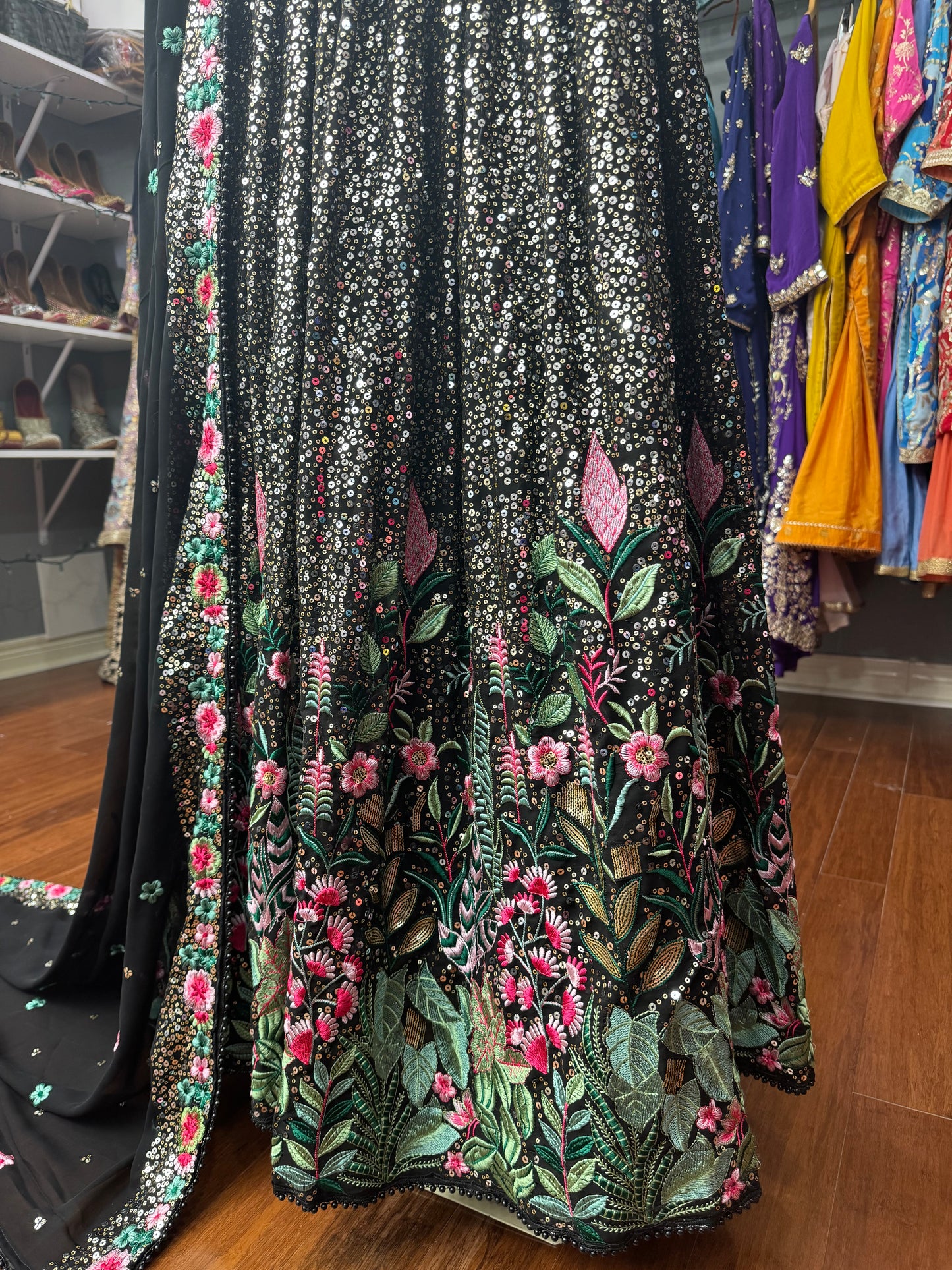 Heavy Floral Thread and Position work Lehenga