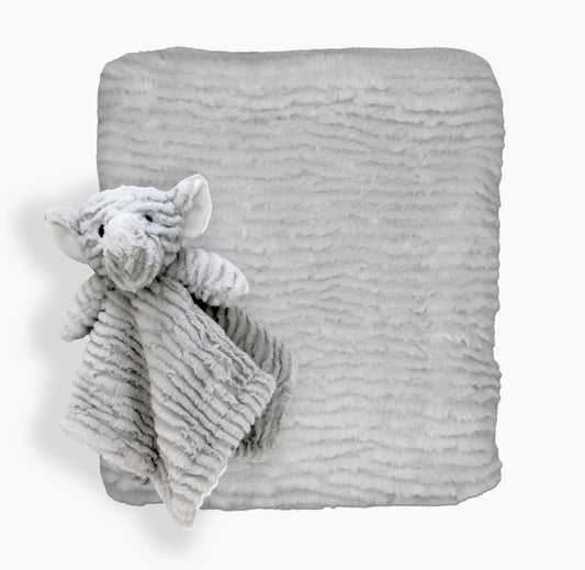 Blanket and Buddy- Grey Ribbed