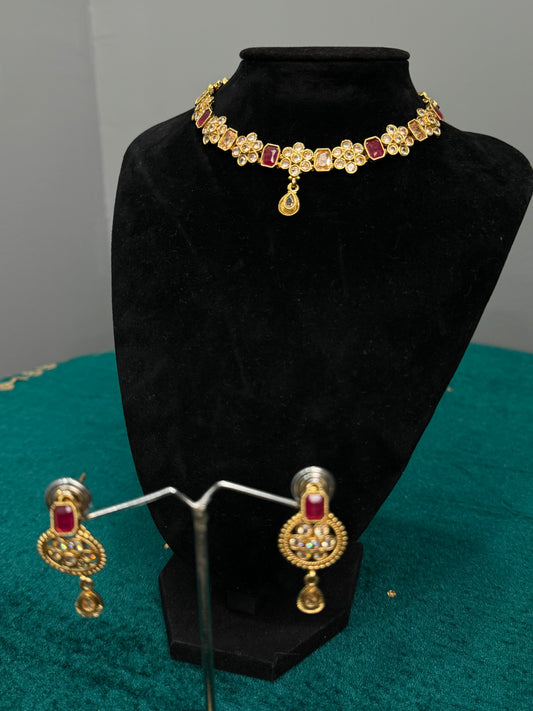 Meenakari Ruby Choker Set