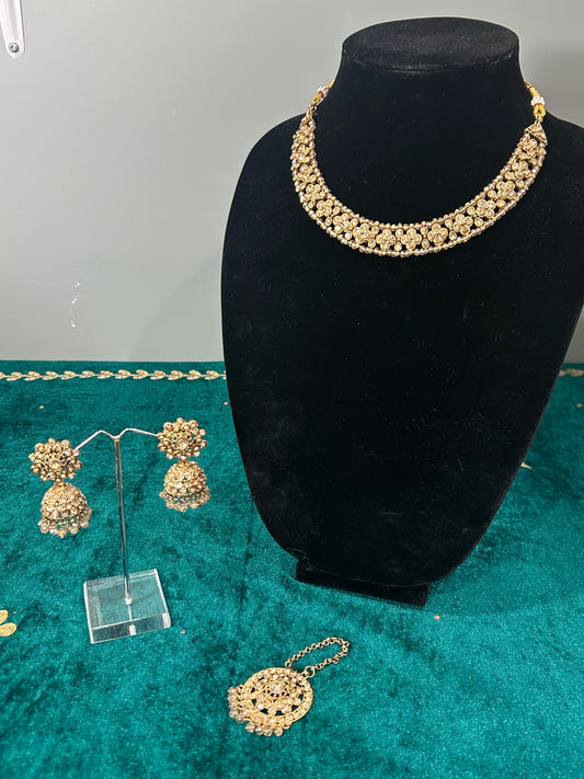 Stone Polki Gold Necklace Set