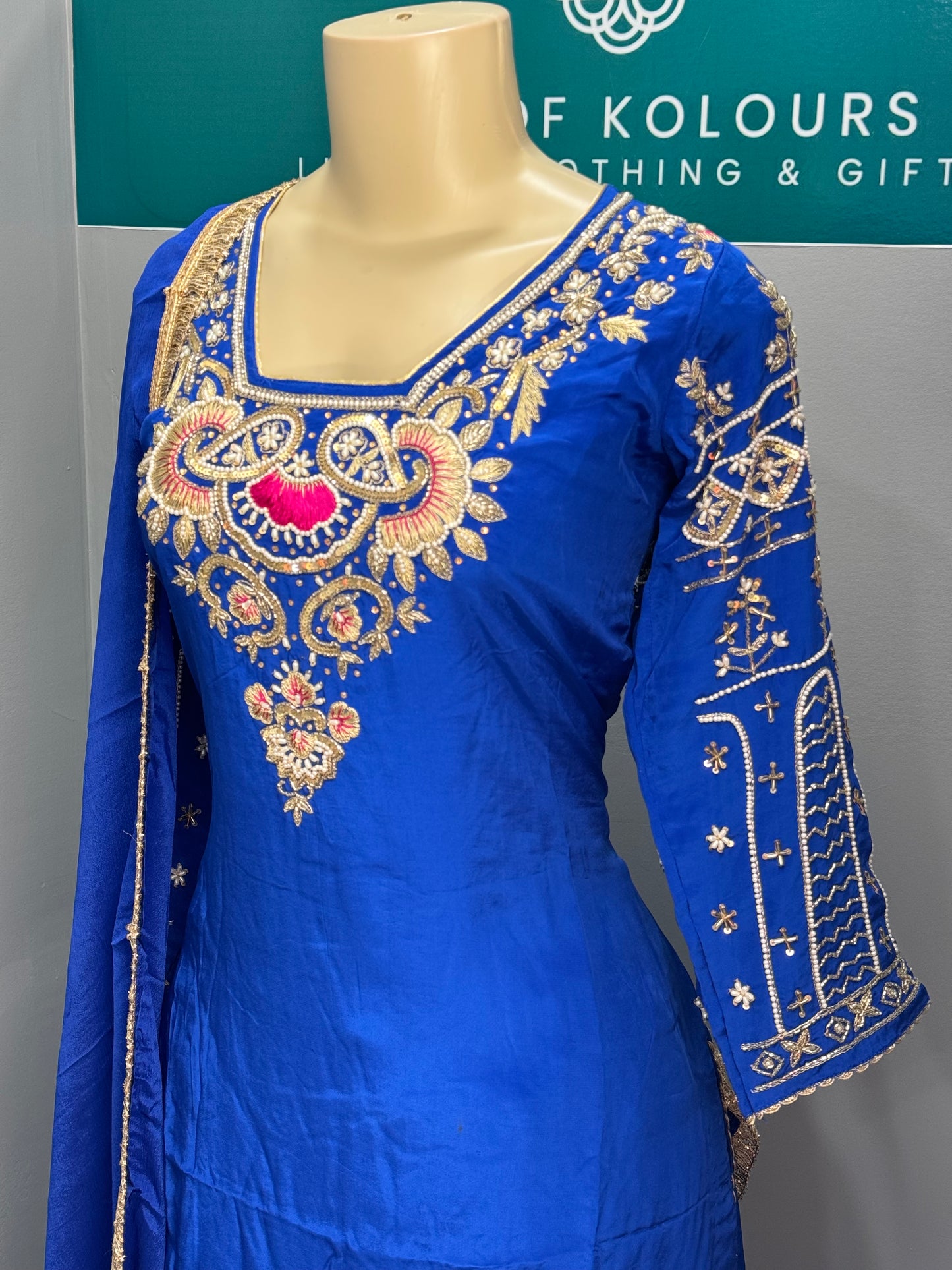 Handwork Royal Blue Sharara Suit