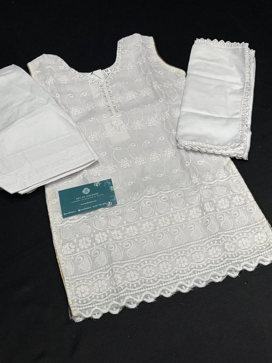 Kid’s White Farshi Salwar Suit