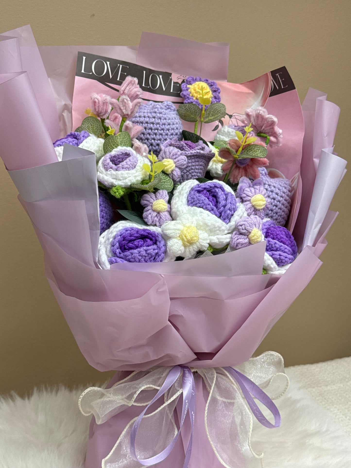 Crochet Flower Bouquets Purple Large