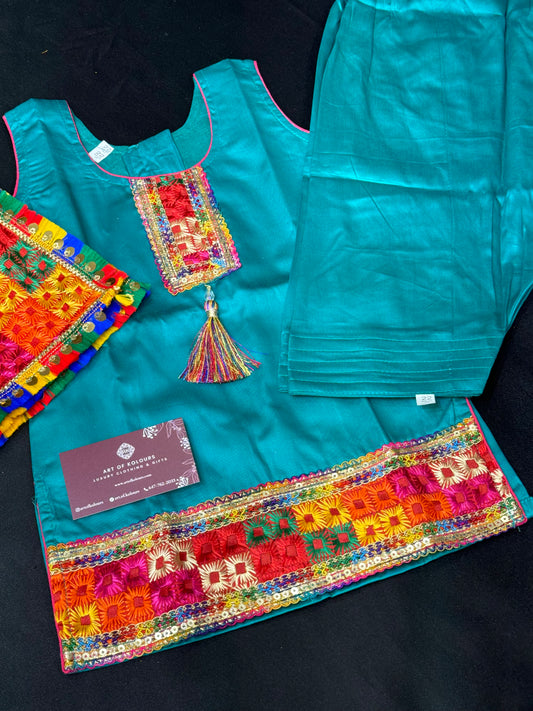 Phulkari Salwar Suit- Teal