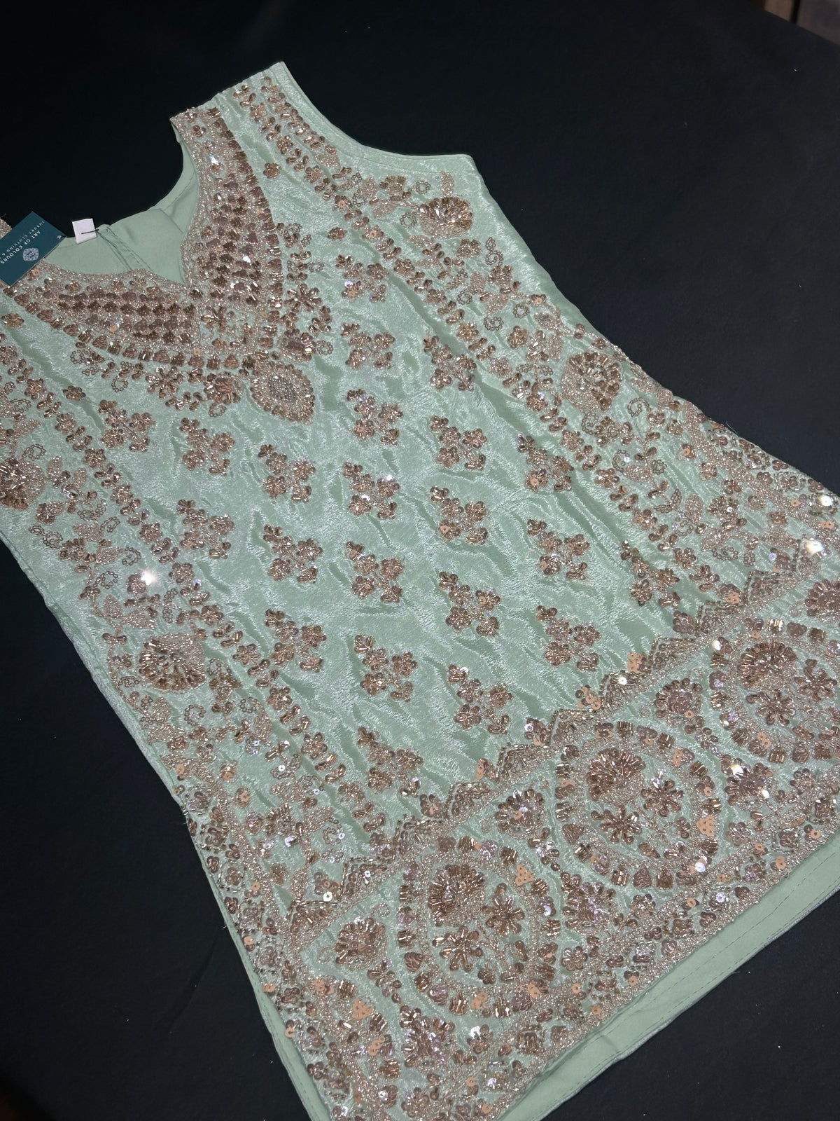Teal Kid’s Sharara Beadwork Suit