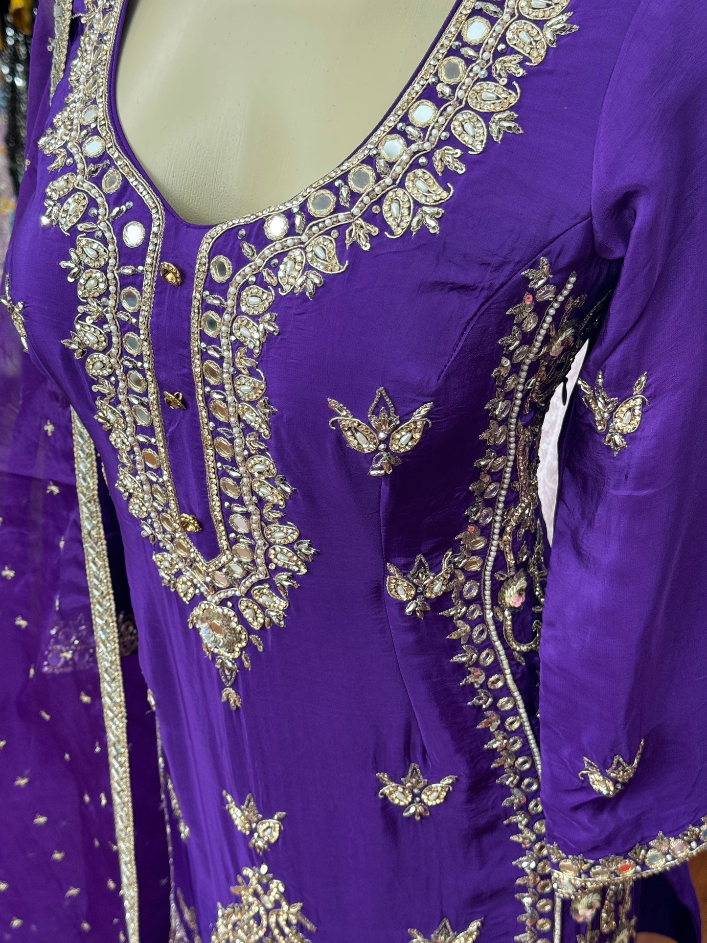 Handwork Pure Purple Sharara Suit
