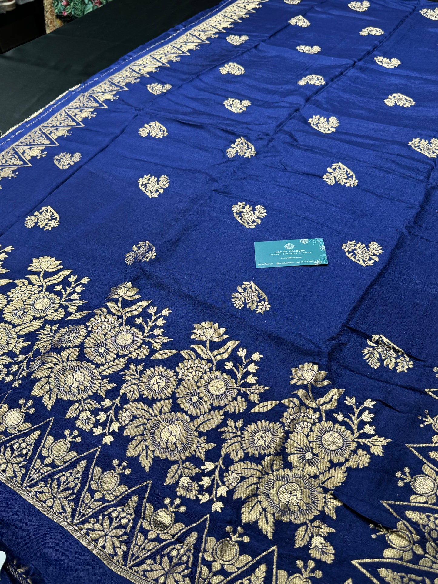 Navy Banarsi Phulwar Unstitched Suit