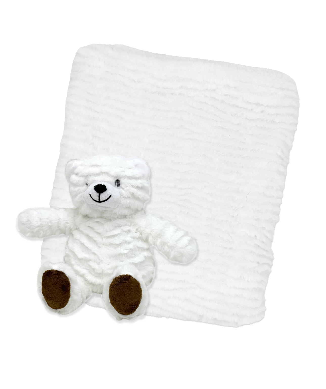 Blanket and Buddy- White Ribbed