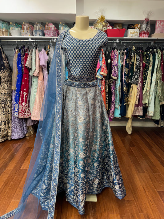 Double Shade Floral Print Lehenga