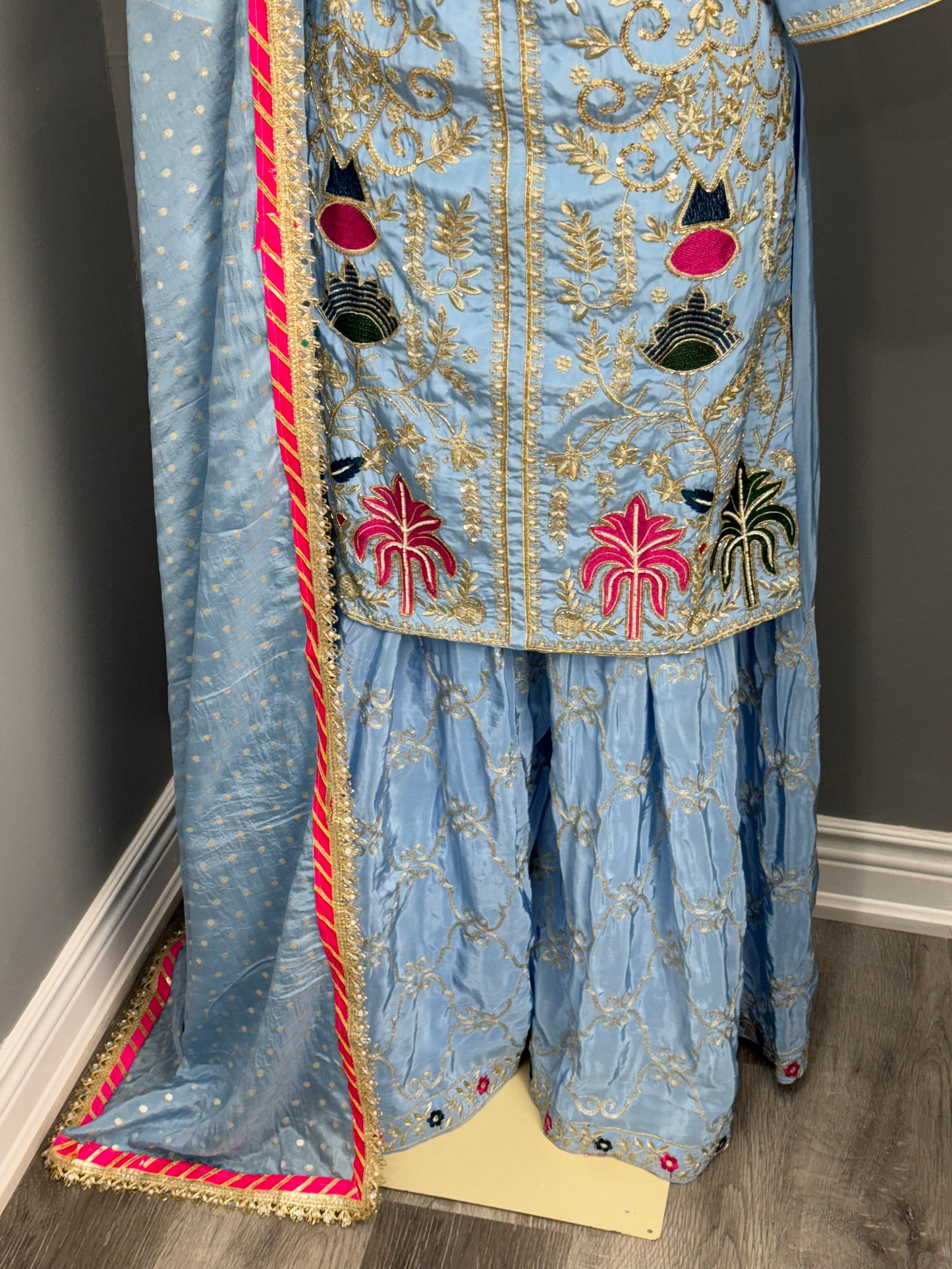Embroidered Sharara Suit- AK3435-8926