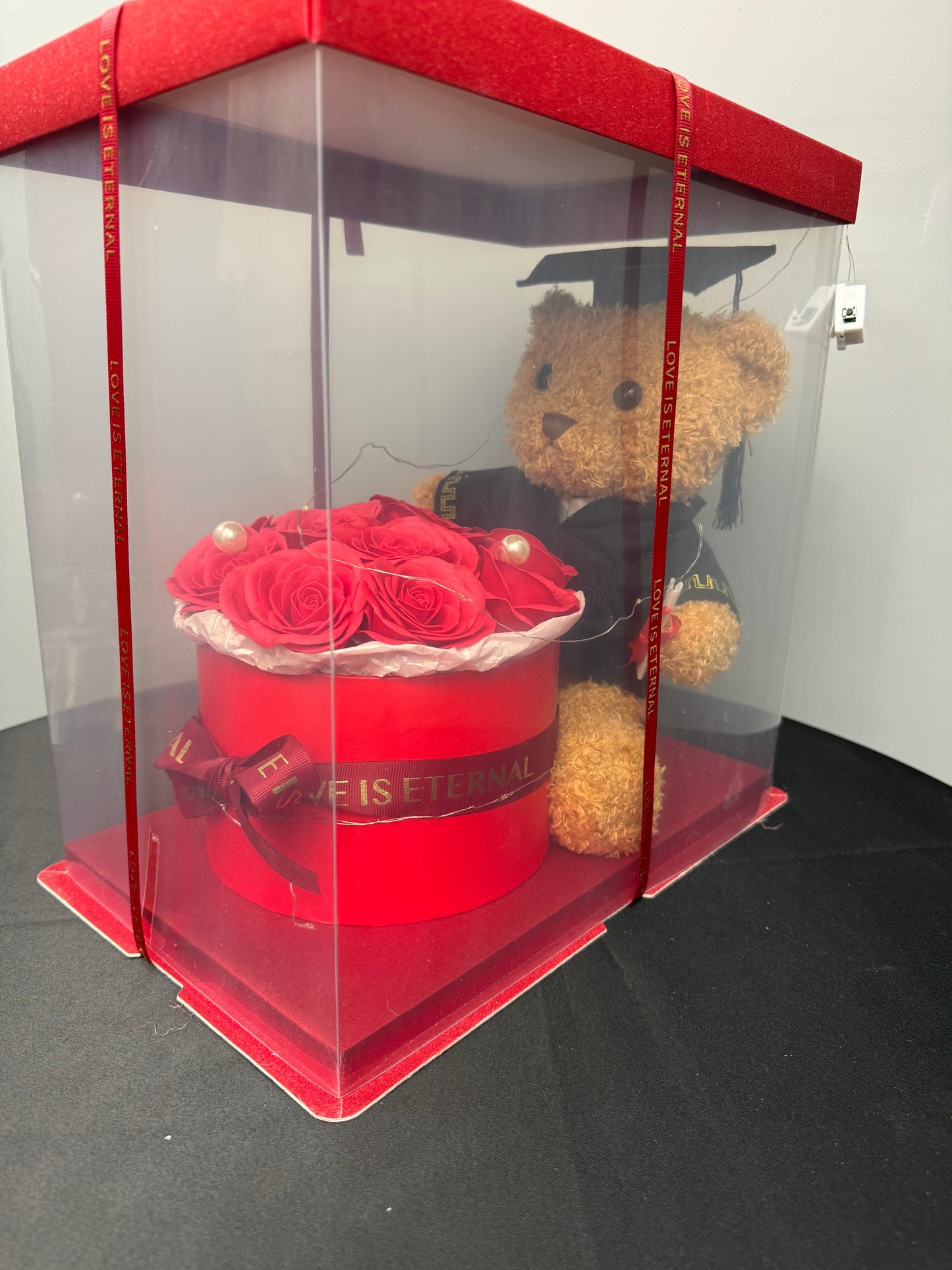 Eternal Roses with Grad Teddy Box