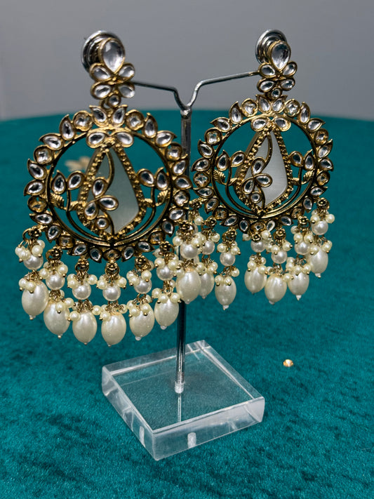 Pearl Cascade Kundan Chandbalis