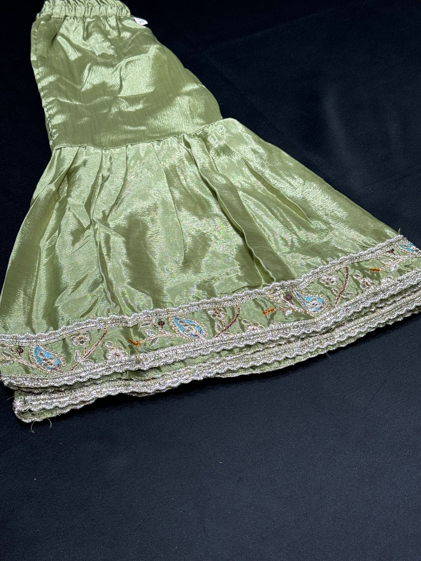 Joti Kids Gharara Suit- Sage Green