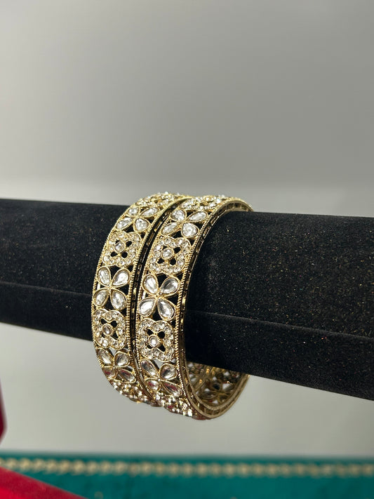 Gold Flower Kada Bangles