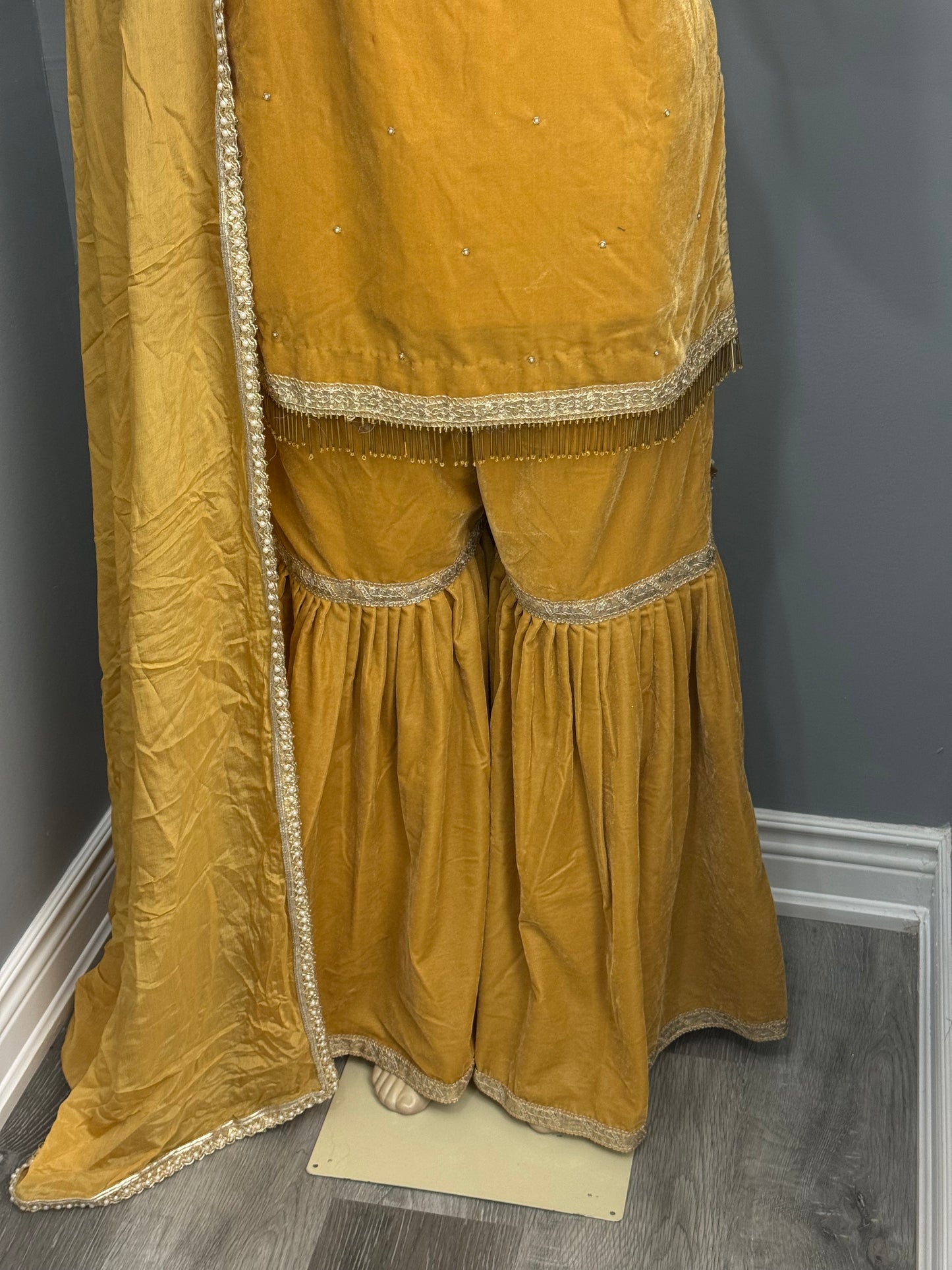 Handwork Velvet Gharara Suit