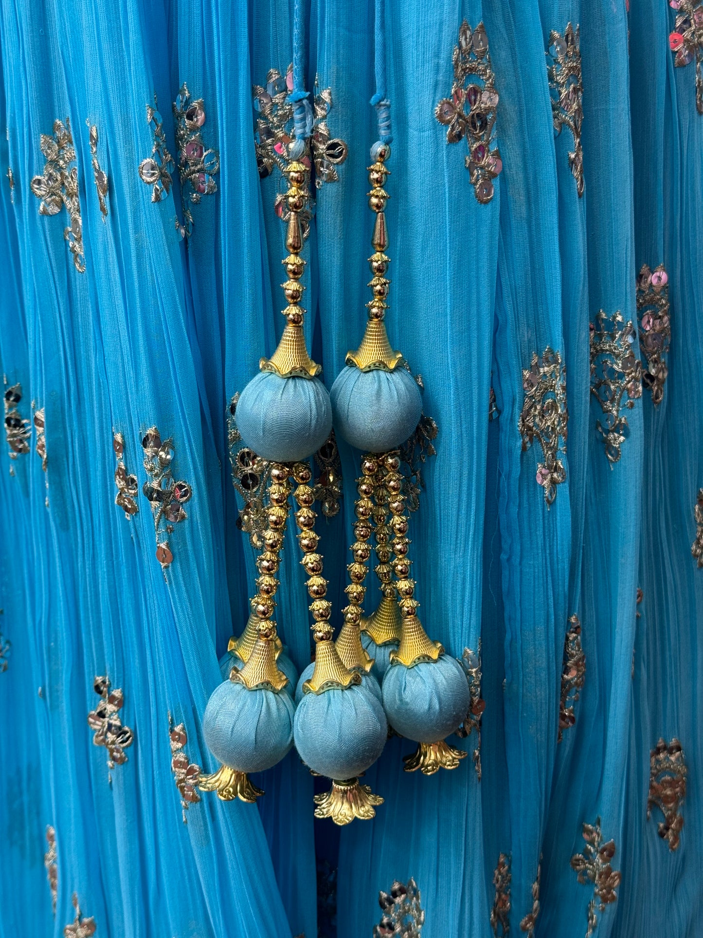 Zari and Shisha Work Lehenga Blue