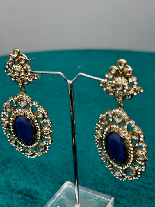 Regal Kundan Pearl Chand Earrings