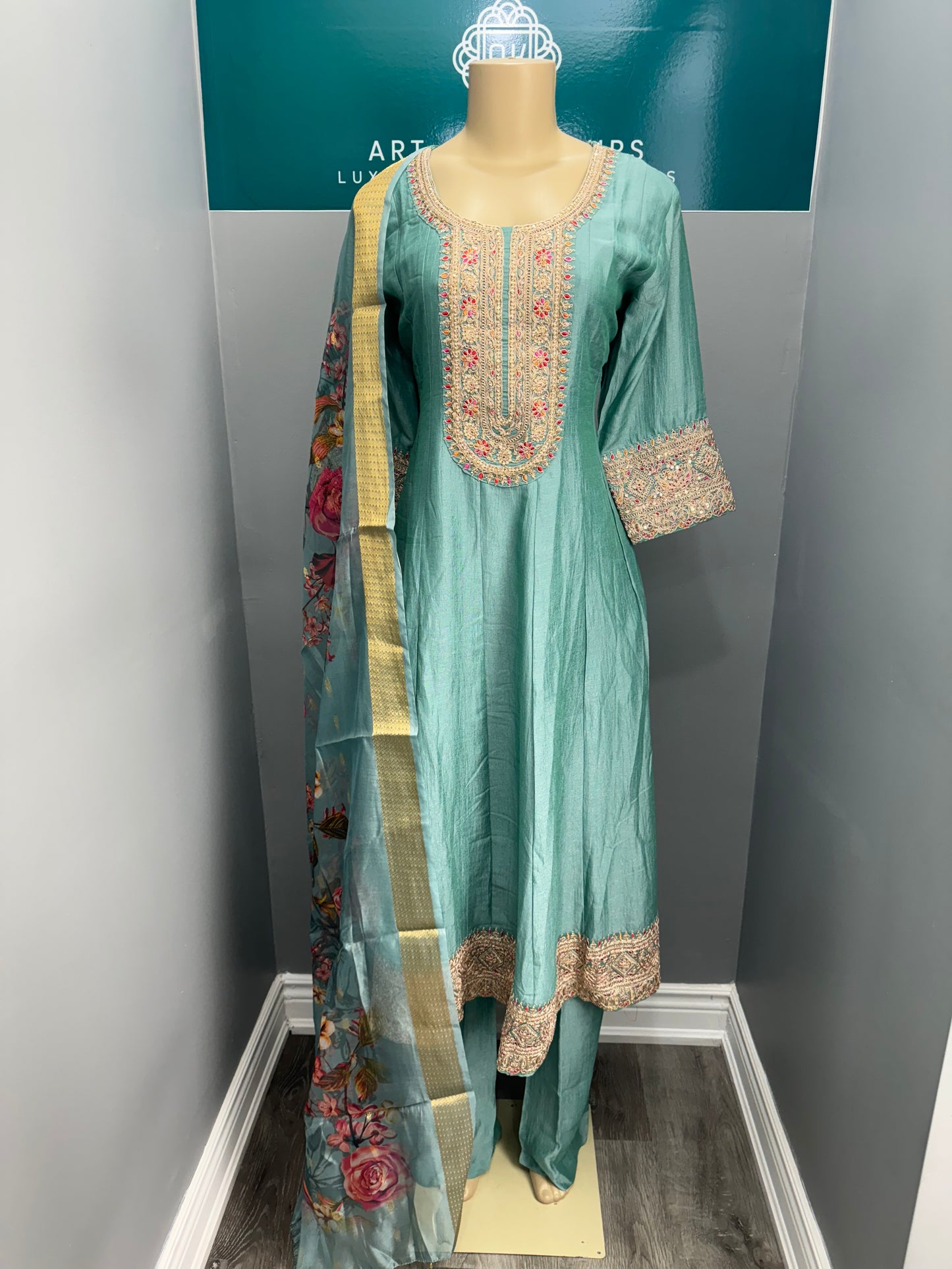 Floral Dupatta Anarkali- AK5153-20