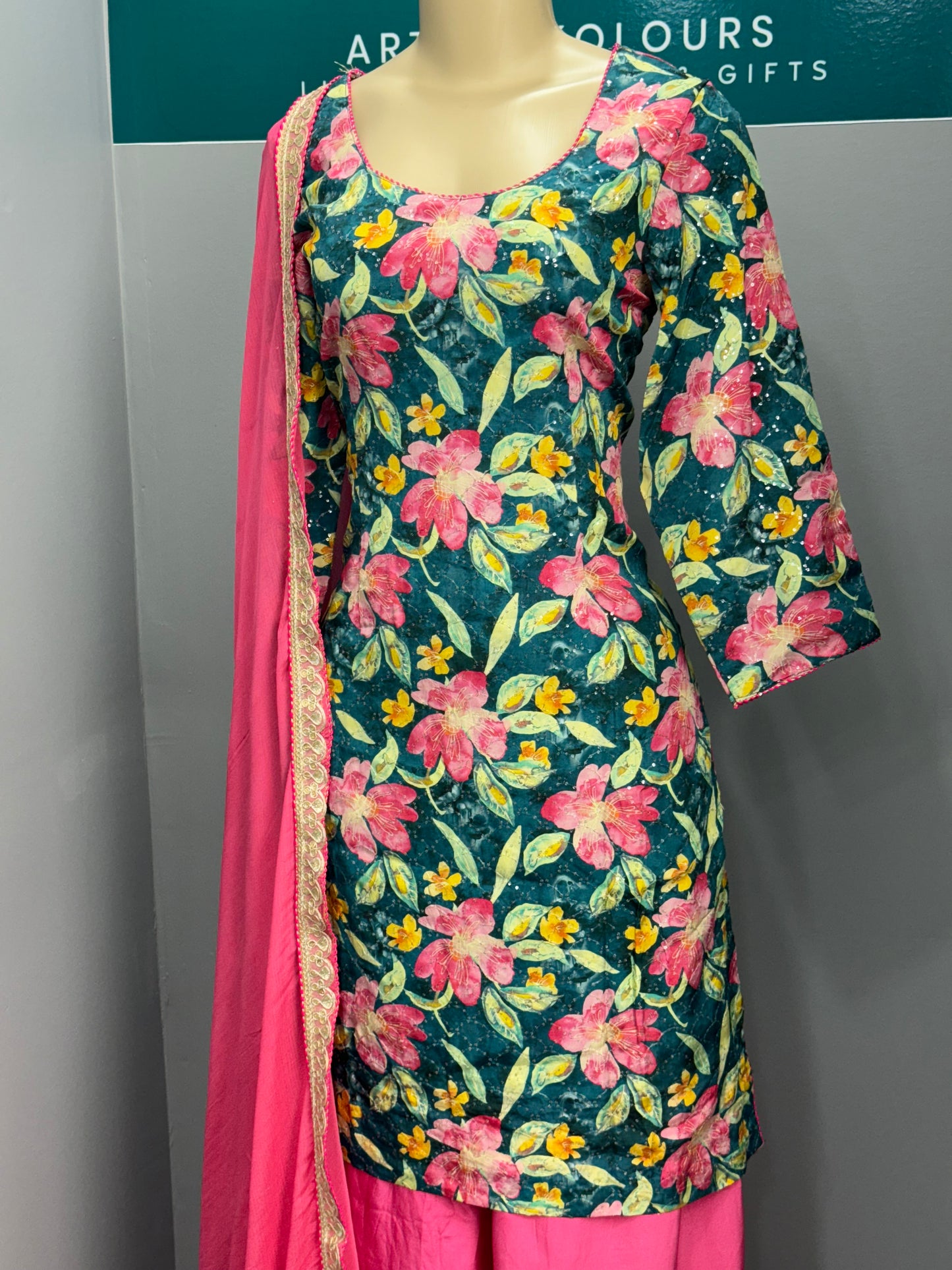 Blue Jasmine Gulzar Contrast Sharara Suit