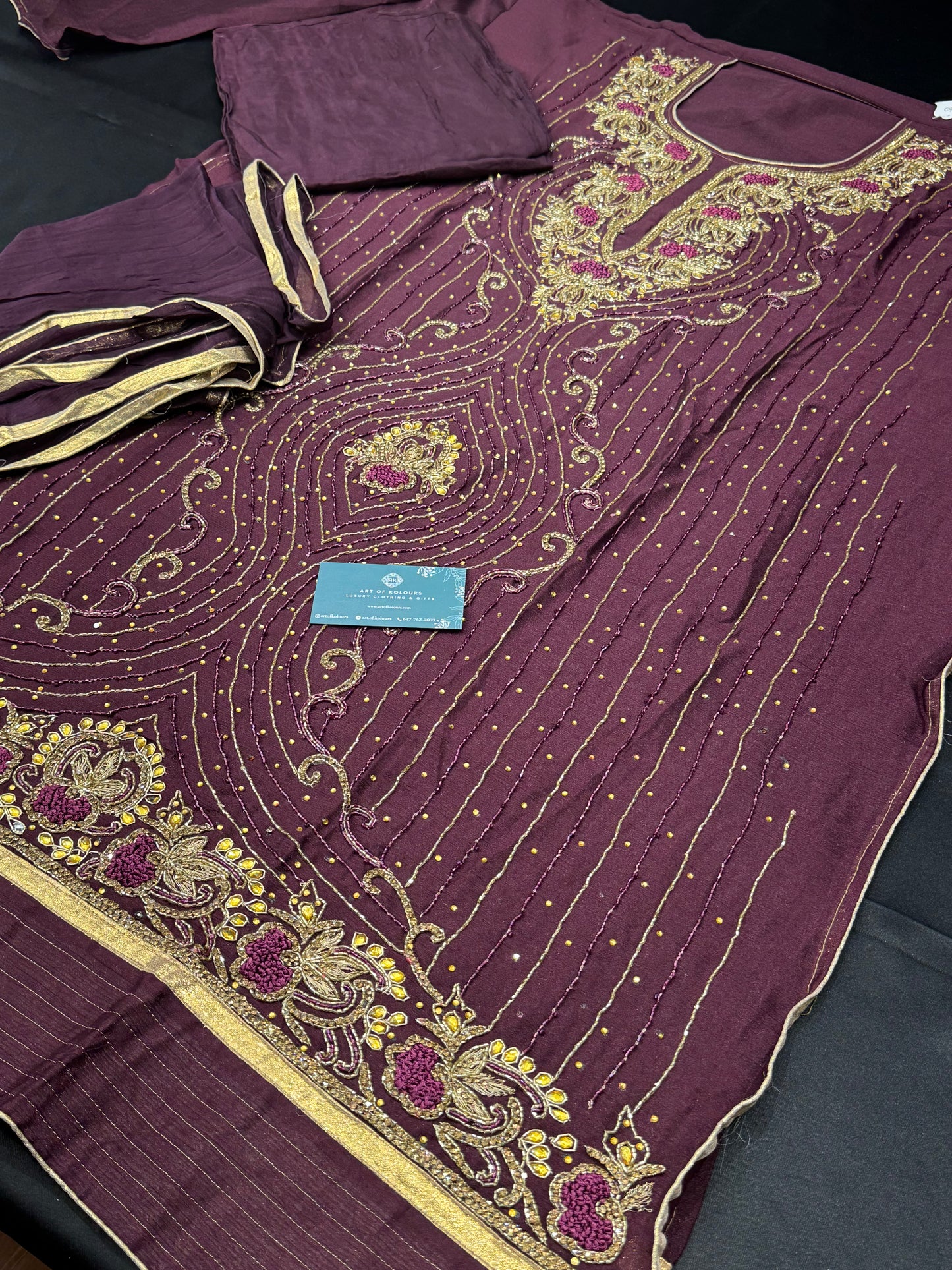 Racha Pala Wine Semi-Stitched Suit