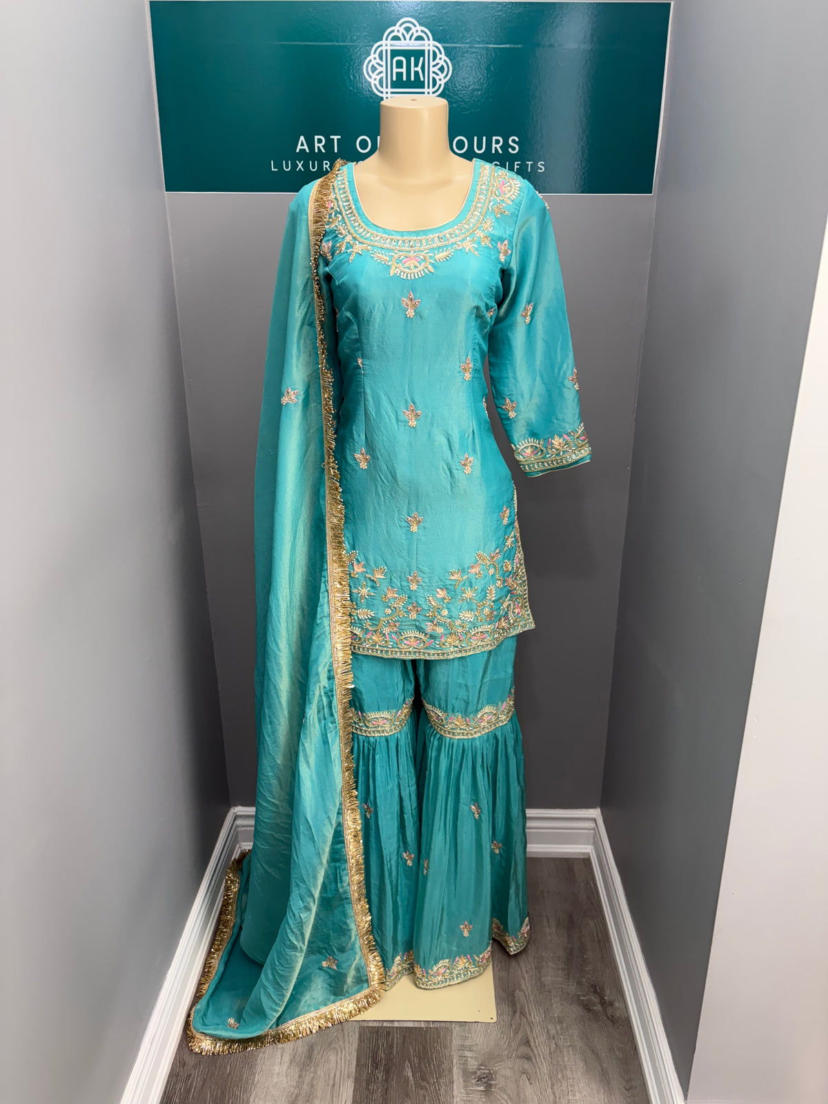 Shimmer Handwork Gharara Suit AKC-0078S